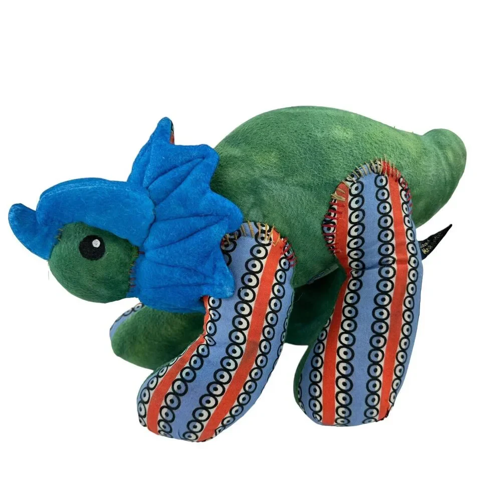Handmade Hand Woven, Hand Dyed Two Dinosaurs Stuffed Animal Plush Toy Kids Room